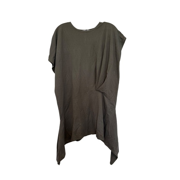 Zara Tunic Dress Olive Green Twist Front Asymmetric Hem Casual Size‎ S - Picture 1 of 4